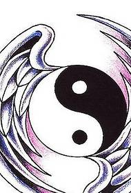 manoscritto in bianco e nero Taiji gossip yin e yang tattoo