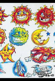 Patrón de tatuaxe de estrela de sol