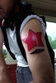 Maschera letteraria creativa del tatuaggio della stella di schizzo dell'acquerello dipinto braccio del ragazzo