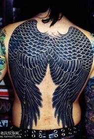 Buong Balik na Itim na Wing Tattoo Pattern