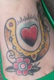 Classic horseshoe with heart tattoo pattern