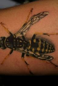 Colorful 3D Bee Model Tattoo on Arm