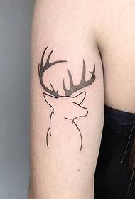 duże ramię małe świeże jelenie prosty wzór nakłucia tatuaż linii