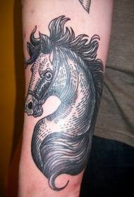 modello di tatuaggio cavallo linea nera sul braccio
