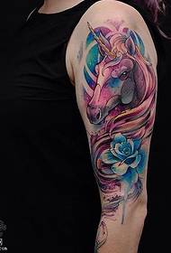 Big Arm Colour Star Unicorn Tattoo Pattern