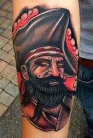 pirate an Dräieck Hutt gemoolt Aarm Tattoo Muster