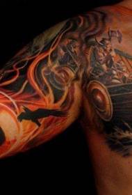 полу-одлична убава реалистична шема на тетоважа со пиратски брод