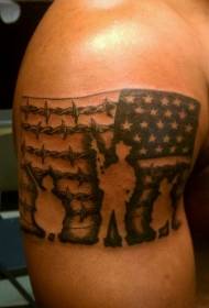 modello tatuaggio braccio bandiera esercito nero