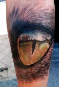 patrón de tatuaje de ojo de depredador de color en el brazo