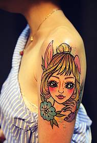 devolver un pelo amarillo orejas de conejo dibujos animados belleza tatuaje patrón