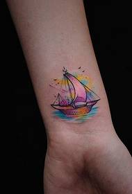 mini-akvarelo velanta tatuaje-ŝablono