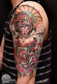 patró de tatuatge de geisha del braç