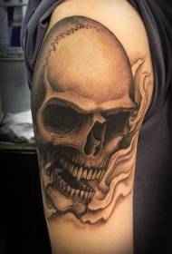 realistični uzorak tetovaže crne sive ljudske lubanje