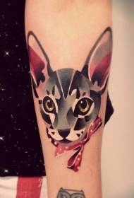 hermoso patrón de tatuaje de brazo de gato acuarela