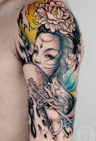 pola tattoo panangan geisha