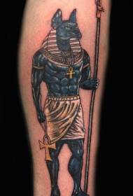 المصري أنوبيس المعبود نمط ذراع الوشم اللون