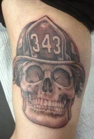 firefighter commemorative plaque and hat arm tattoo pattern