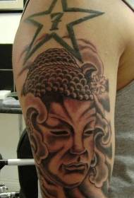 大臂佛像和佛教符号纹身图案