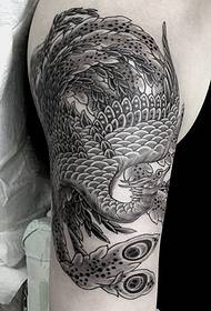 grande mudellu di tatuatu di tatuatu di phoenix grigiu neru