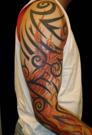 Corak kembang phoenix abang lan suku ireng pola Tattoo