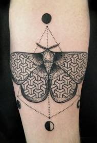moth nero prick Geometry bracciu mudellu di tatuaggi
