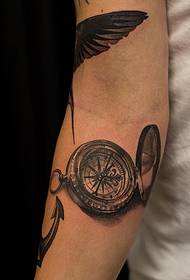 small arm compass tattoo pattern