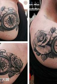 Modello di tatuaggio bussola sveglia armi