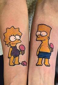 coppia di braccia di disegni di tatuaggi di coppia di cartoni animati sò assai cari