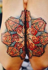 double arm colorful stitching flower tattoo pattern