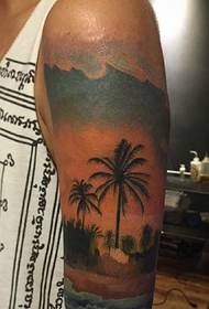 Bolsa brazo hermoso paisaje de verano tatuaje patrón
