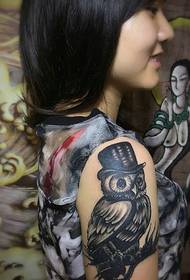 asmenybė mergina rankos pelėda tatuiruotė figūra modelis