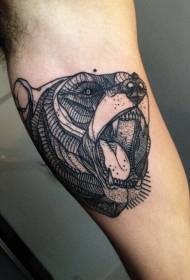 käsivarsi musta harmaa viivapiste piikki karhu tatuointikuvio