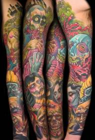 arm gekleurde zombies en schedel tattoo ontwerpen