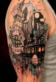 panangan dina pola tattoo lansekap urban anu hebat