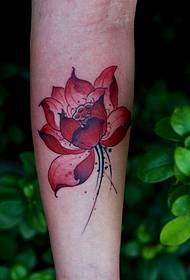 modello di tatuaggio di loto color braccio splendido e attraente