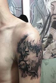 χέρι όμορφος άντρας και πορνεία Πορτραίτο μοτίβο τατουάζ