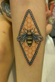 bee and hive tattoo pattern on the arm