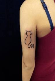 Black Lined Cat Silhouette Arm Tattoo Patroon