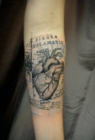 Arm Heart and Letters Musta harmaa tatuointikuvio