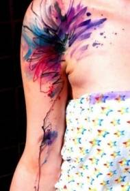 lengan pola cat air percikan tinta tato indah