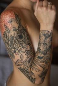 arm elegant black and red line bird also wait until tattoo pattern