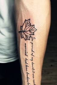 lišće i engleska kombinirana tetovaža na rukama
