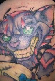 Värviline Cheshire Cat Avatar Arm Tattoo muster