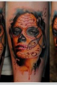 akvarel smrt dívka portrét paže tetování vzor