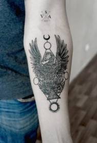 rameno čierny fénix s geometrickým vzorom tetovania