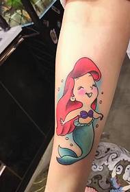 Aarm Cartoon Faarf Mermaid Tattoo Muster