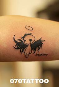 figură de tatuaj înger glamuros negru