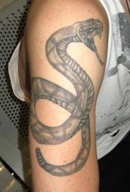 팔에 검은 회색 뱀 문신 패턴