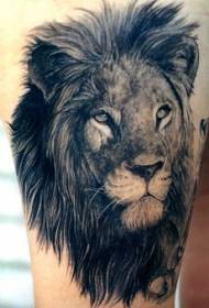 獅子頭黑色灰色手臂紋身圖案