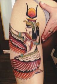 colorful Egyptian Isis arm tattoo pattern